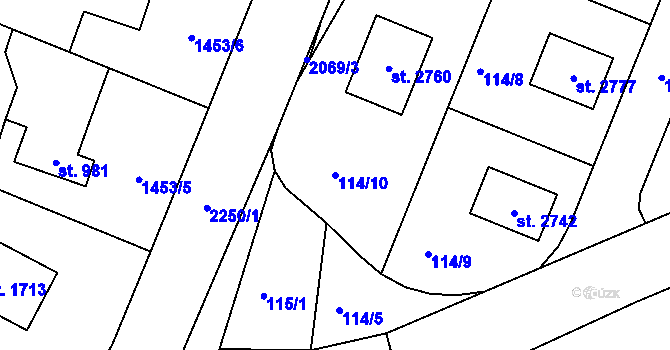 Parcela st. 114/10 v KÚ Heřmanův Městec, Katastrální mapa