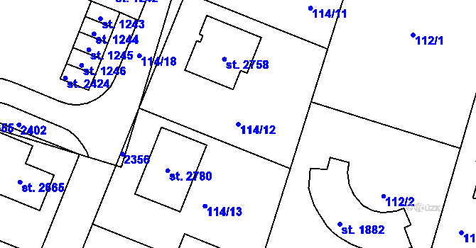 Parcela st. 114/12 v KÚ Heřmanův Městec, Katastrální mapa