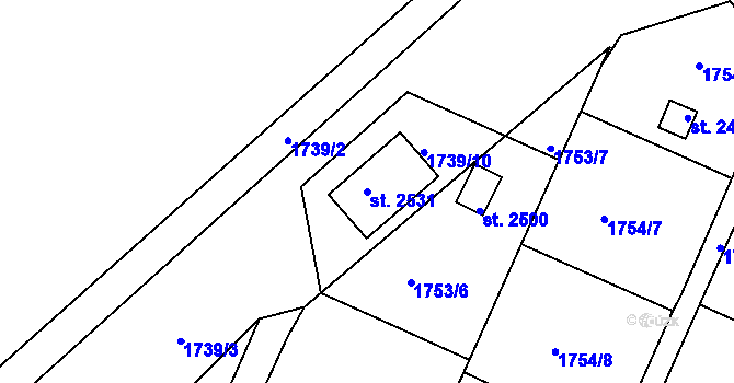 Parcela st. 2531 v KÚ Heřmanův Městec, Katastrální mapa