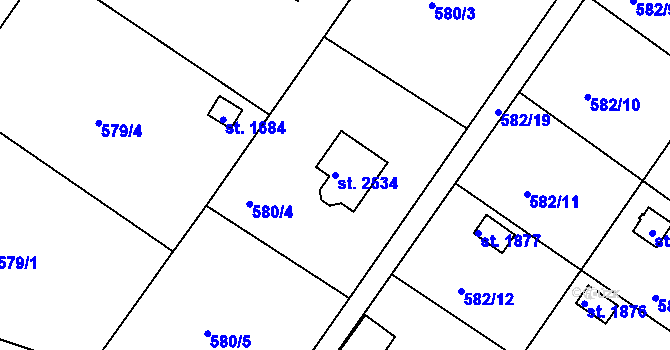 Parcela st. 2534 v KÚ Heřmanův Městec, Katastrální mapa