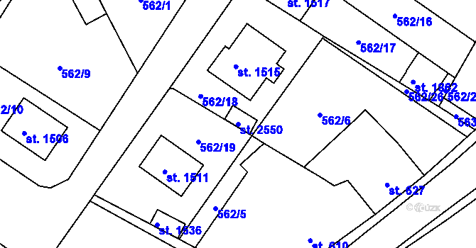 Parcela st. 2550 v KÚ Heřmanův Městec, Katastrální mapa