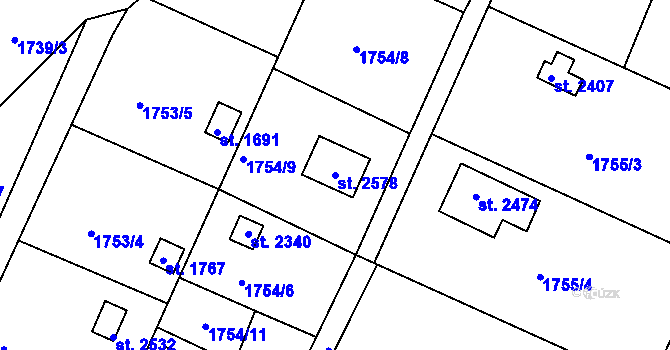 Parcela st. 2578 v KÚ Heřmanův Městec, Katastrální mapa