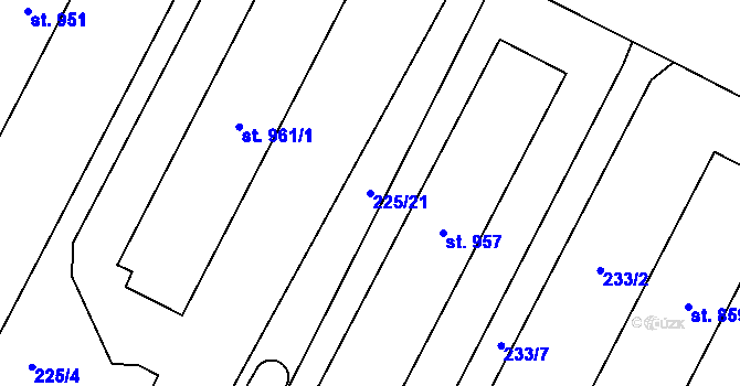 Parcela st. 225/21 v KÚ Heřmanův Městec, Katastrální mapa