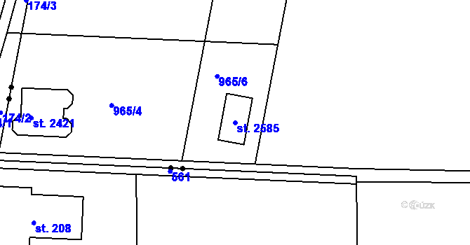 Parcela st. 2585 v KÚ Heřmanův Městec, Katastrální mapa