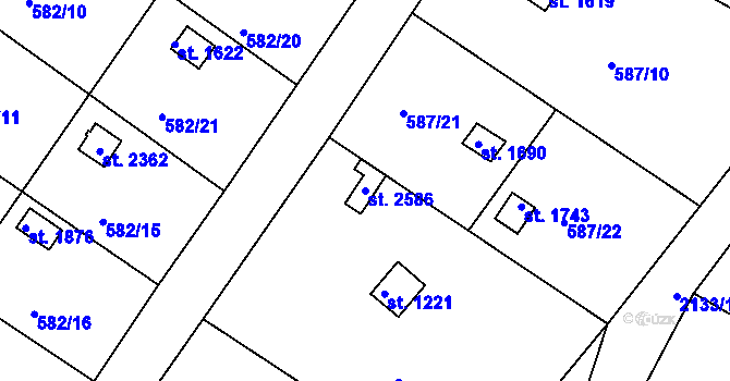 Parcela st. 2586 v KÚ Heřmanův Městec, Katastrální mapa
