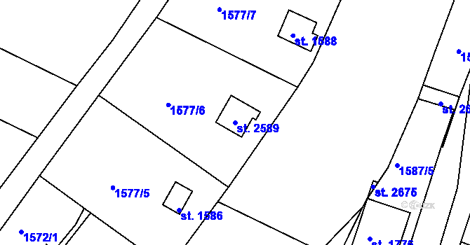 Parcela st. 2589 v KÚ Heřmanův Městec, Katastrální mapa
