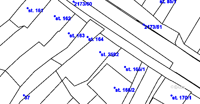 Parcela st. 2592 v KÚ Heřmanův Městec, Katastrální mapa