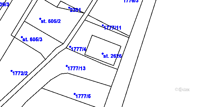Parcela st. 2626 v KÚ Heřmanův Městec, Katastrální mapa