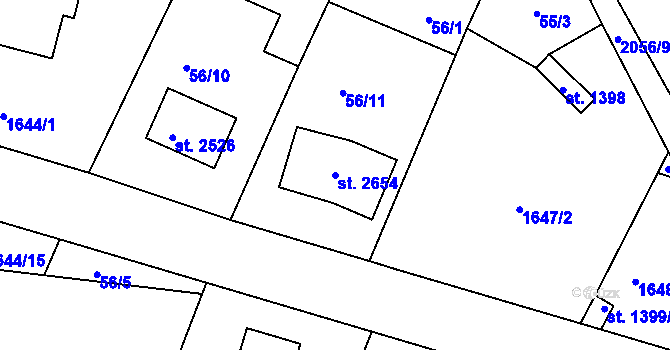 Parcela st. 2654 v KÚ Heřmanův Městec, Katastrální mapa