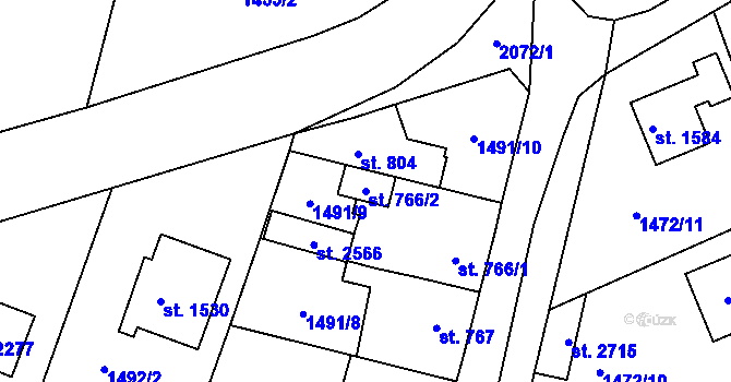 Parcela st. 766/2 v KÚ Heřmanův Městec, Katastrální mapa