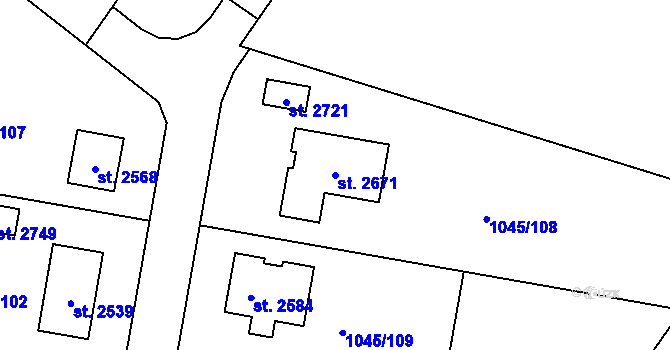 Parcela st. 2671 v KÚ Heřmanův Městec, Katastrální mapa