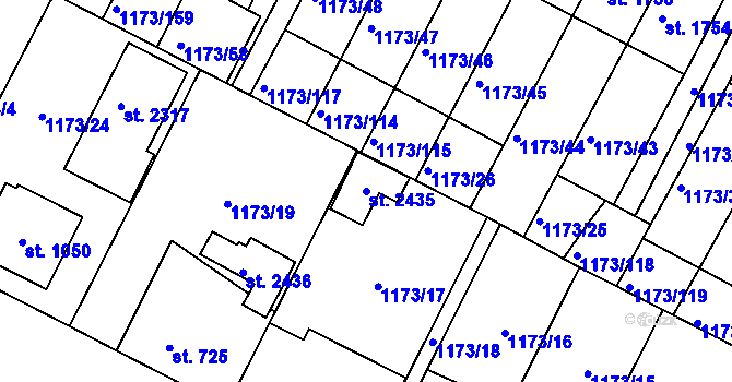 Parcela st. 2435 v KÚ Heřmanův Městec, Katastrální mapa