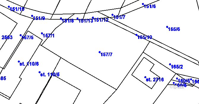 Parcela st. 157/7 v KÚ Heřmanův Městec, Katastrální mapa