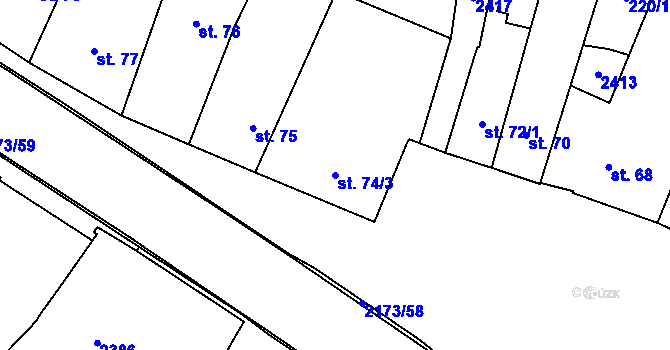 Parcela st. 74/3 v KÚ Heřmanův Městec, Katastrální mapa