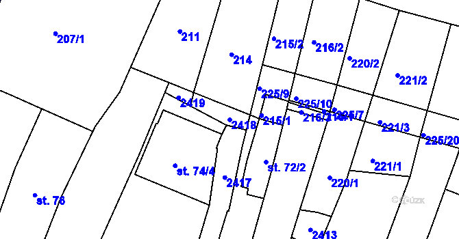 Parcela st. 2418 v KÚ Heřmanův Městec, Katastrální mapa