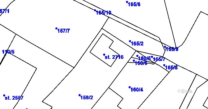 Parcela st. 2716 v KÚ Heřmanův Městec, Katastrální mapa