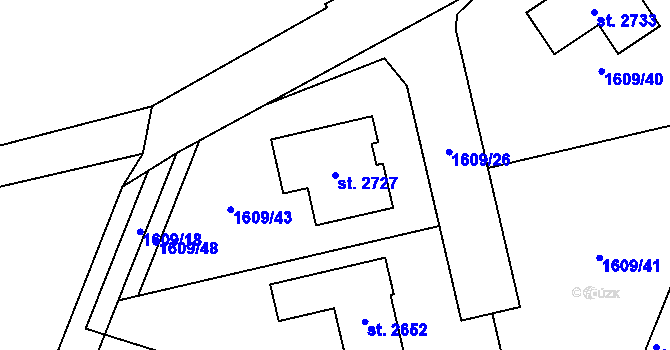 Parcela st. 2727 v KÚ Heřmanův Městec, Katastrální mapa