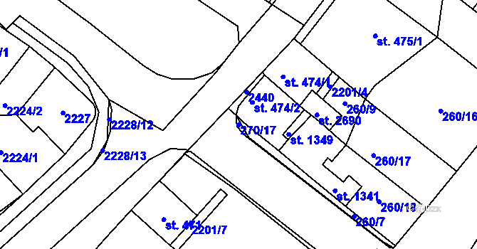 Parcela st. 270/17 v KÚ Heřmanův Městec, Katastrální mapa
