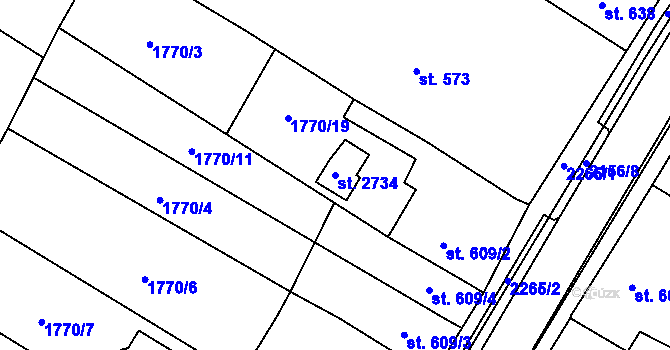 Parcela st. 2734 v KÚ Heřmanův Městec, Katastrální mapa