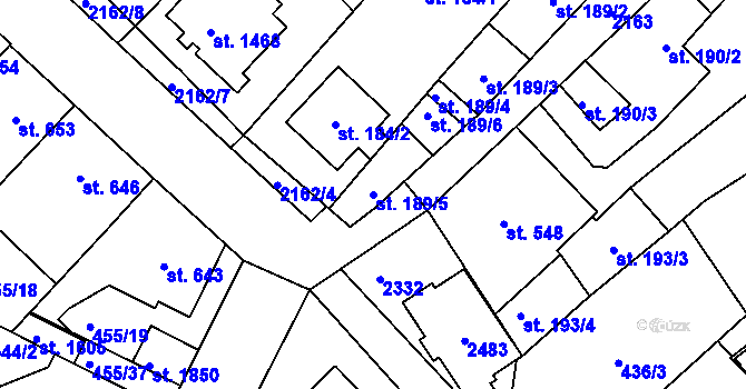 Parcela st. 189/5 v KÚ Heřmanův Městec, Katastrální mapa
