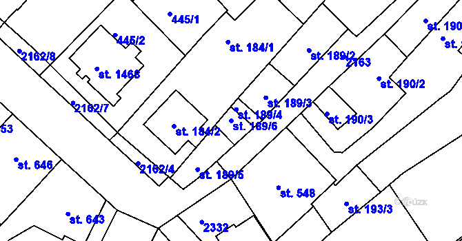 Parcela st. 189/6 v KÚ Heřmanův Městec, Katastrální mapa