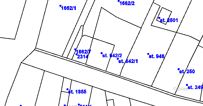 Parcela st. 642/2 v KÚ Heřmanův Městec, Katastrální mapa