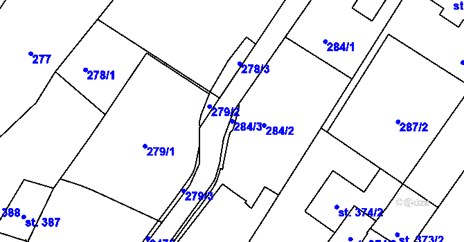 Parcela st. 284/3 v KÚ Heřmanův Městec, Katastrální mapa