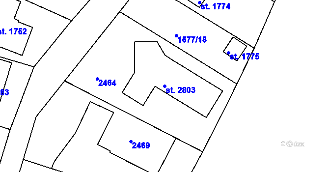 Parcela st. 2803 v KÚ Heřmanův Městec, Katastrální mapa