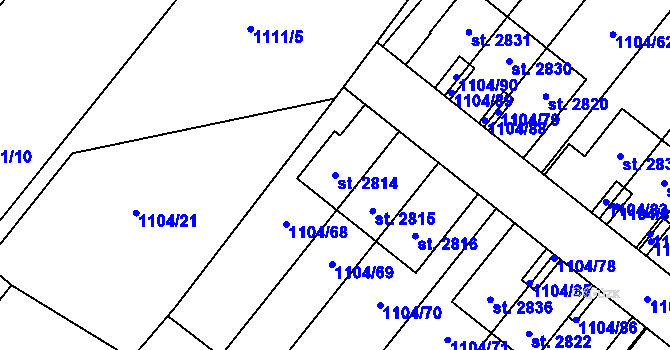 Parcela st. 2814 v KÚ Heřmanův Městec, Katastrální mapa