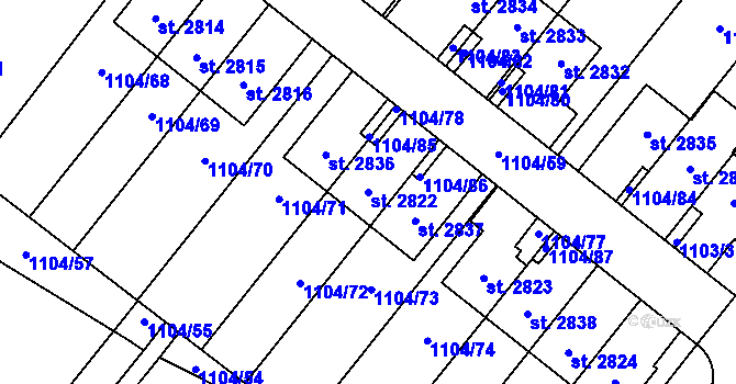 Parcela st. 2822 v KÚ Heřmanův Městec, Katastrální mapa