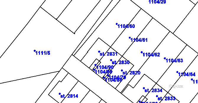 Parcela st. 2831 v KÚ Heřmanův Městec, Katastrální mapa