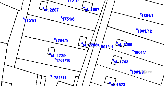 Parcela st. 2288 v KÚ Heřmanův Městec, Katastrální mapa