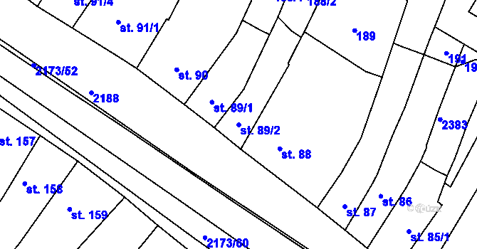 Parcela st. 89/2 v KÚ Heřmanův Městec, Katastrální mapa