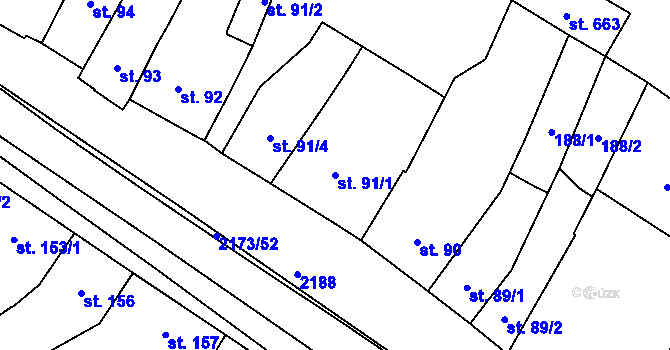 Parcela st. 91/1 v KÚ Heřmanův Městec, Katastrální mapa