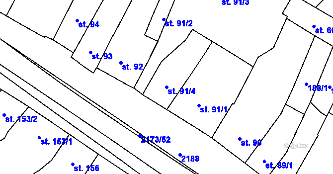 Parcela st. 91/4 v KÚ Heřmanův Městec, Katastrální mapa