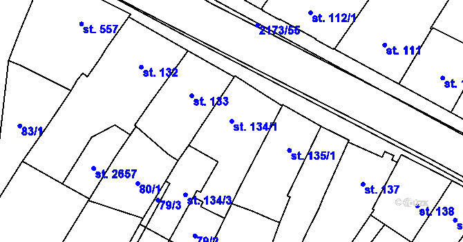 Parcela st. 134/1 v KÚ Heřmanův Městec, Katastrální mapa