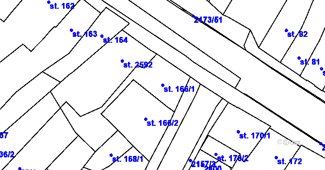 Parcela st. 166/1 v KÚ Heřmanův Městec, Katastrální mapa