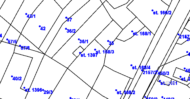Parcela st. 168/3 v KÚ Heřmanův Městec, Katastrální mapa