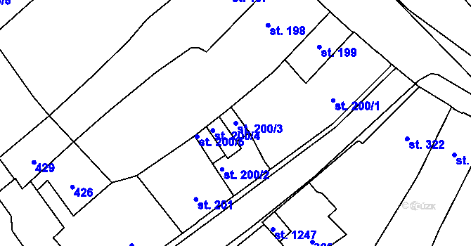 Parcela st. 200/3 v KÚ Heřmanův Městec, Katastrální mapa