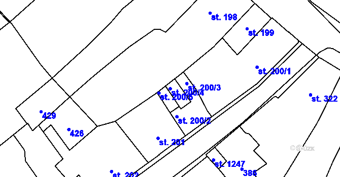 Parcela st. 200/4 v KÚ Heřmanův Městec, Katastrální mapa