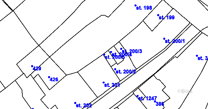 Parcela st. 200/5 v KÚ Heřmanův Městec, Katastrální mapa