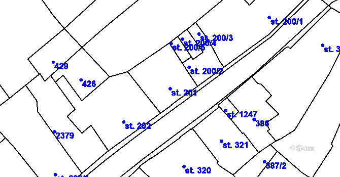 Parcela st. 201 v KÚ Heřmanův Městec, Katastrální mapa