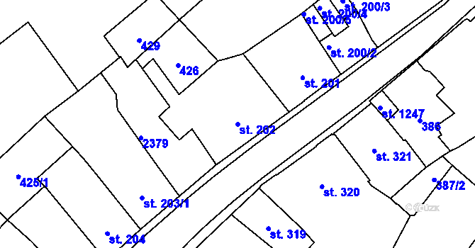 Parcela st. 202 v KÚ Heřmanův Městec, Katastrální mapa