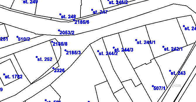 Parcela st. 244/2 v KÚ Heřmanův Městec, Katastrální mapa