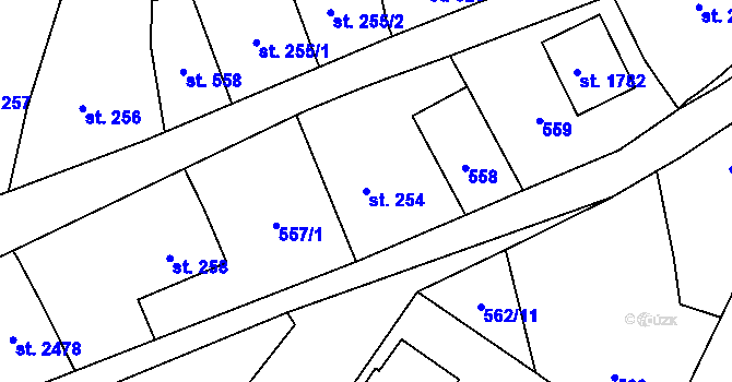 Parcela st. 254 v KÚ Heřmanův Městec, Katastrální mapa