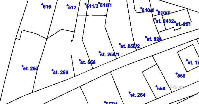 Parcela st. 255/1 v KÚ Heřmanův Městec, Katastrální mapa