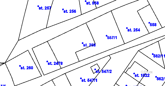 Parcela st. 258 v KÚ Heřmanův Městec, Katastrální mapa