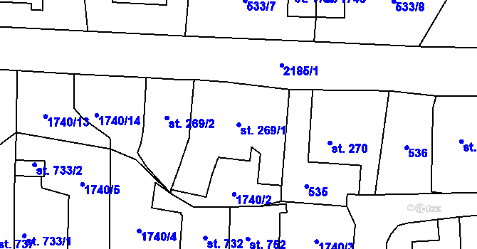 Parcela st. 269/1 v KÚ Heřmanův Městec, Katastrální mapa