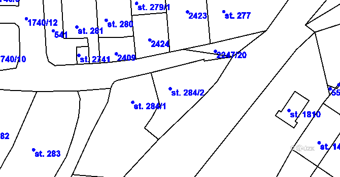 Parcela st. 284/2 v KÚ Heřmanův Městec, Katastrální mapa