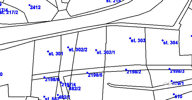 Parcela st. 302/1 v KÚ Heřmanův Městec, Katastrální mapa